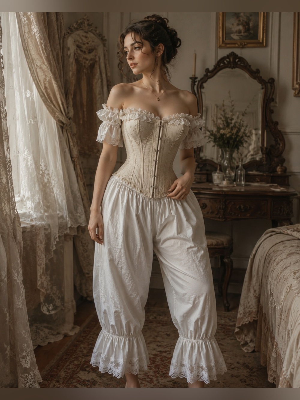 Victorian-Inspired White Bloomers